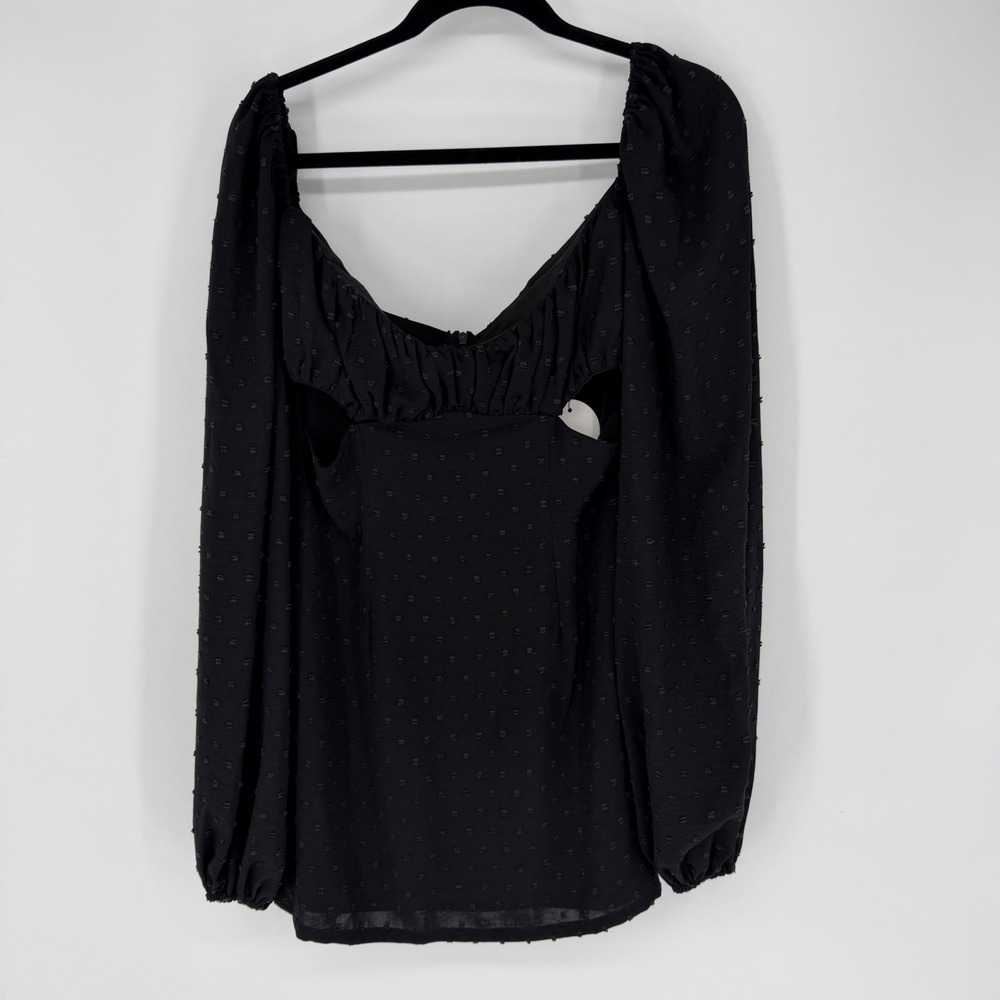 RUMER DELILAH LONG SLEEVE MINI DRESS MEDIUM NWT BLACK SWISS DOT COQUETTE GOTHIC